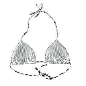 Striped Black and White Triangle Bikini Top, Size S, NWOT
